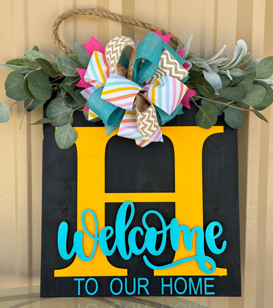 Monogram Welcome Door Sign