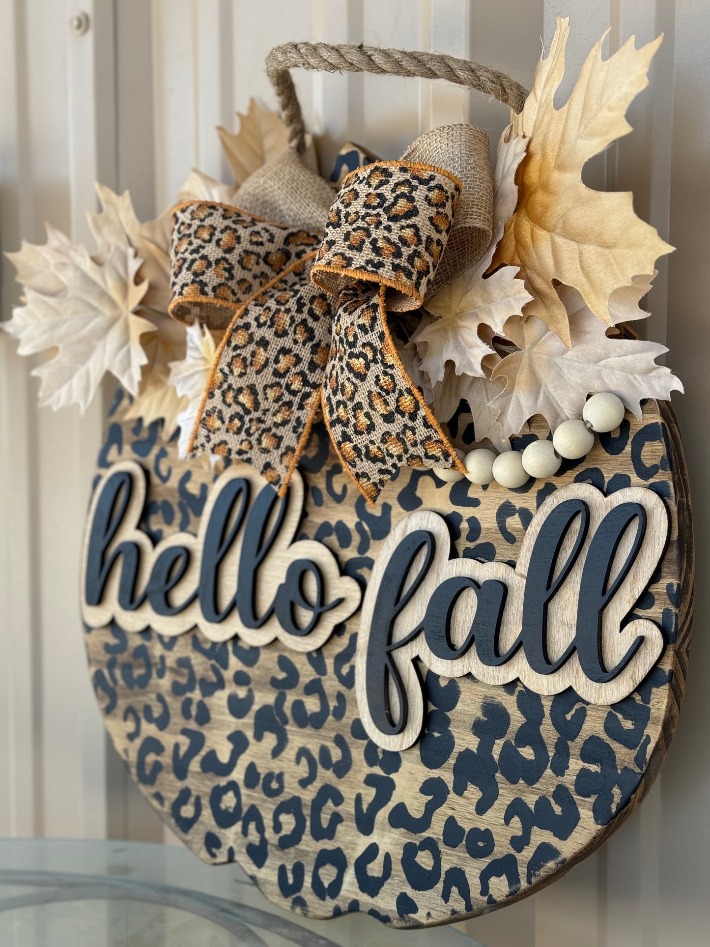 Hello Fall Pumpkin shape sign