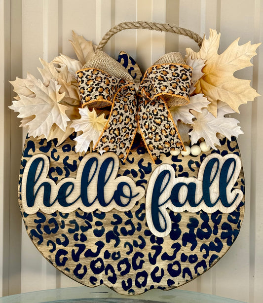 Hello Fall Pumpkin shape sign