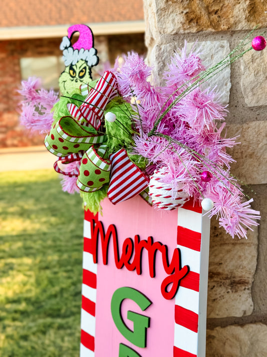 Merry Grinchmas Porch Leaner Sign