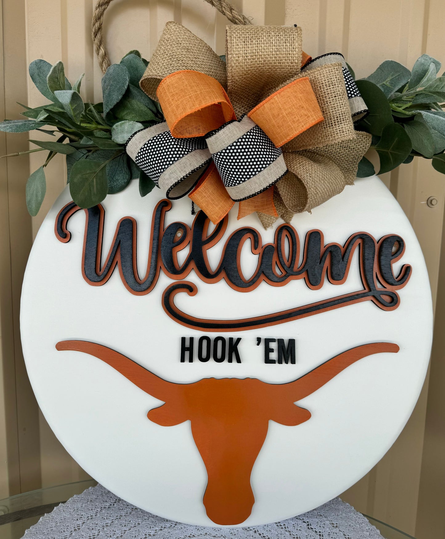 Texas Longhorn Welcome Door Sign